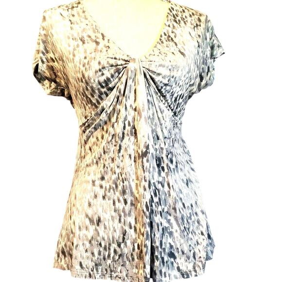 Chaus Tops - Chaus Knit Top Size S Gray Twist V Neckline Soft Abstract Design Classic Beauty